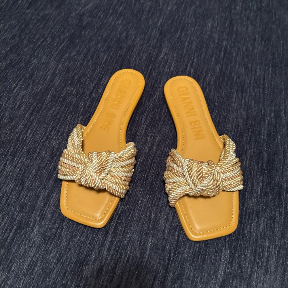 Gianni Bini Tan Cream Sandals with Stylish Design